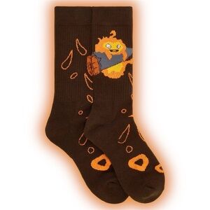 Studio Ghibli Howl's Moving Castle Calcifer Log Fire Crew Socks